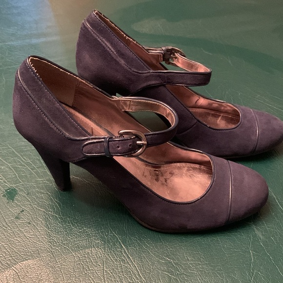 Navy Alfani Heels with strap, rounded toe - Picture 2 of 5